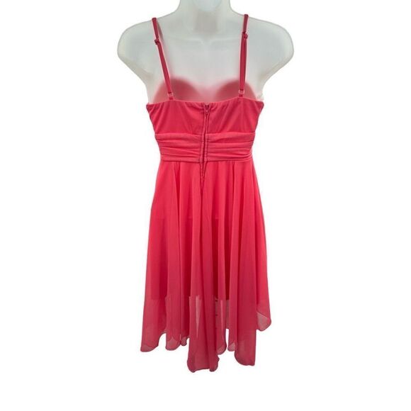 BCX Juniors Dress Size 3 Bright Coral Beaded Empire Waist Cocktail Party Cute - Picture 3 of 7